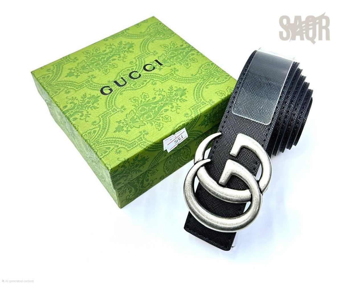 Gucci | Interlocking G Belt – Black / Gunmetal – Product Image 1
