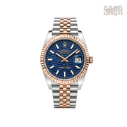 Rolex Datejust Blue Waffle Dial Two Tone Rose Gold Watch - image 1