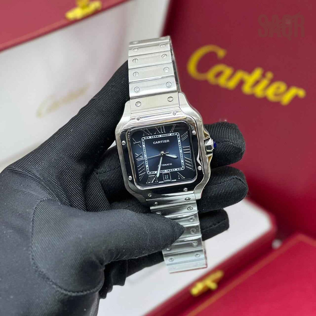 Cartier Watch | Santos de Steel Blue Dial