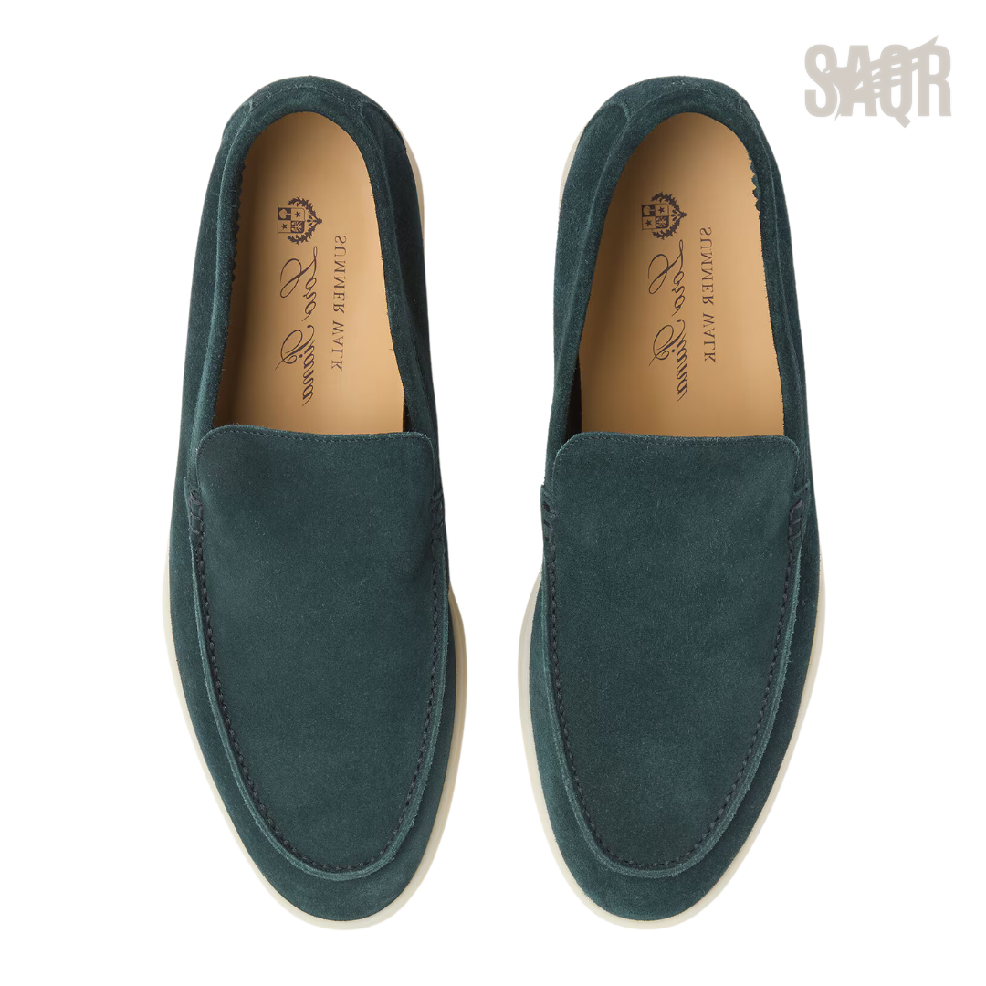 Loro Piana Summer Walk Suede Loafers – Dark Green - View 2