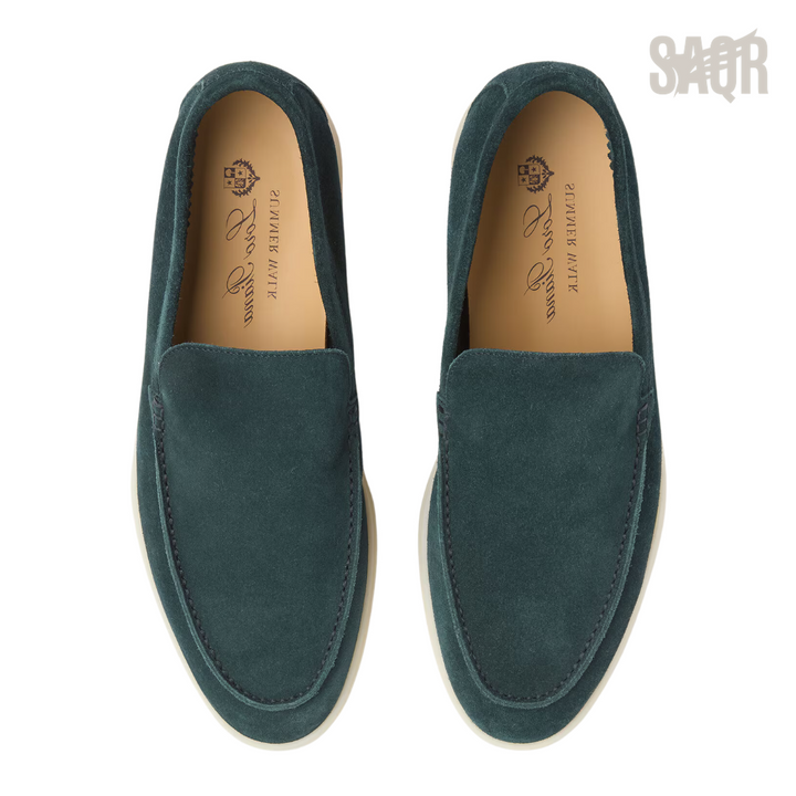 Loro Piana Summer Walk Suede Loafers – Dark Green - View 2
