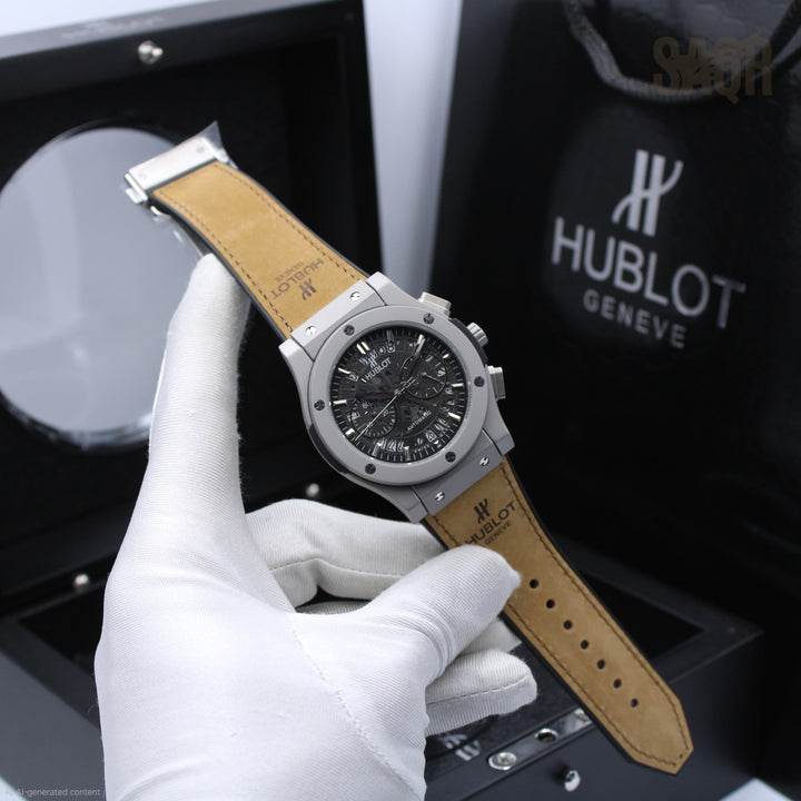 Hublot | Classic Fusion Aerofusion Chronograph Skeleton Alligator Watch – Black – Product Image 1