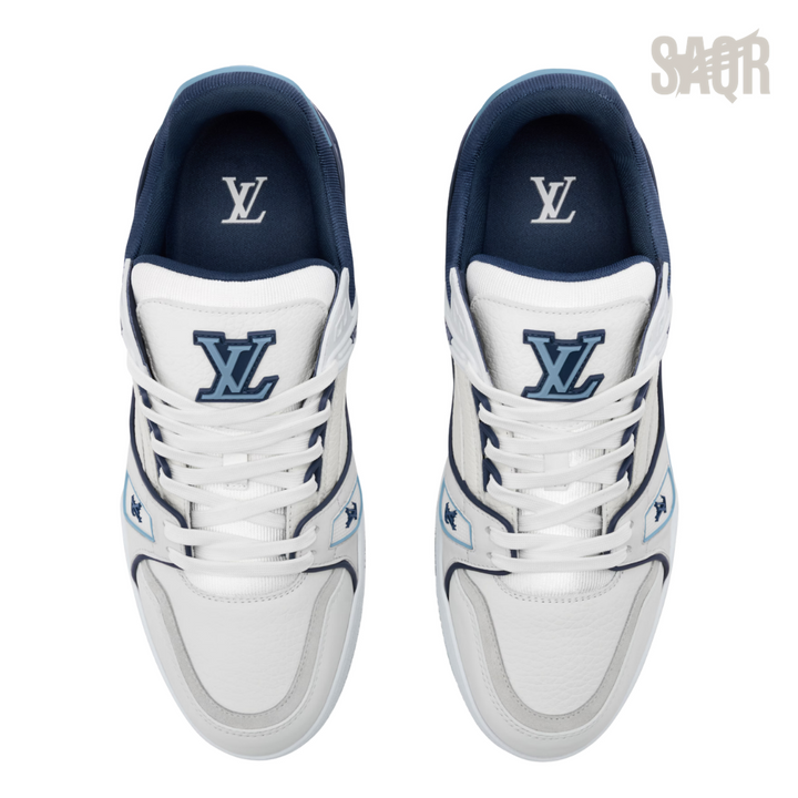 Louis Vuitton LV Trainer Sneakers – White & Blue - View 2