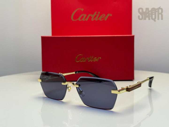 Cartier C Décor Octagonal Sunglasses (Gold/Brown Gradient)