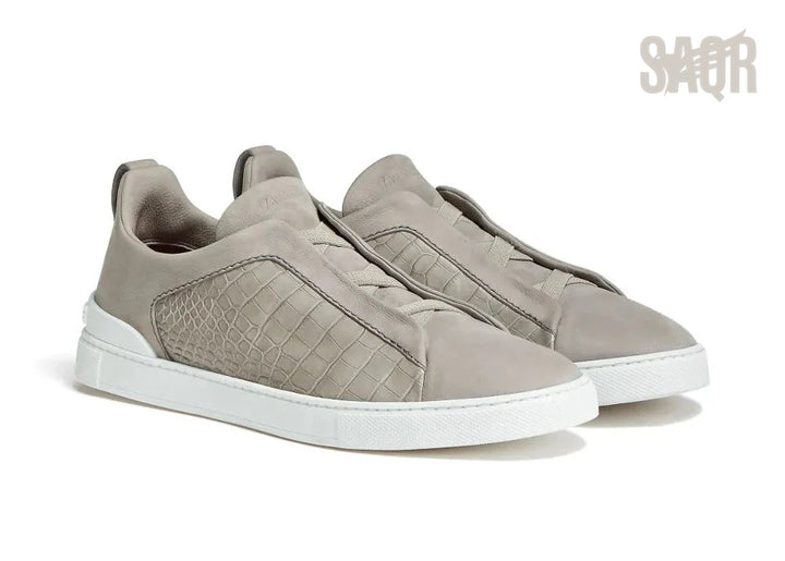 Zegna Footwear | Triple Stitch Crocodile Neutrals