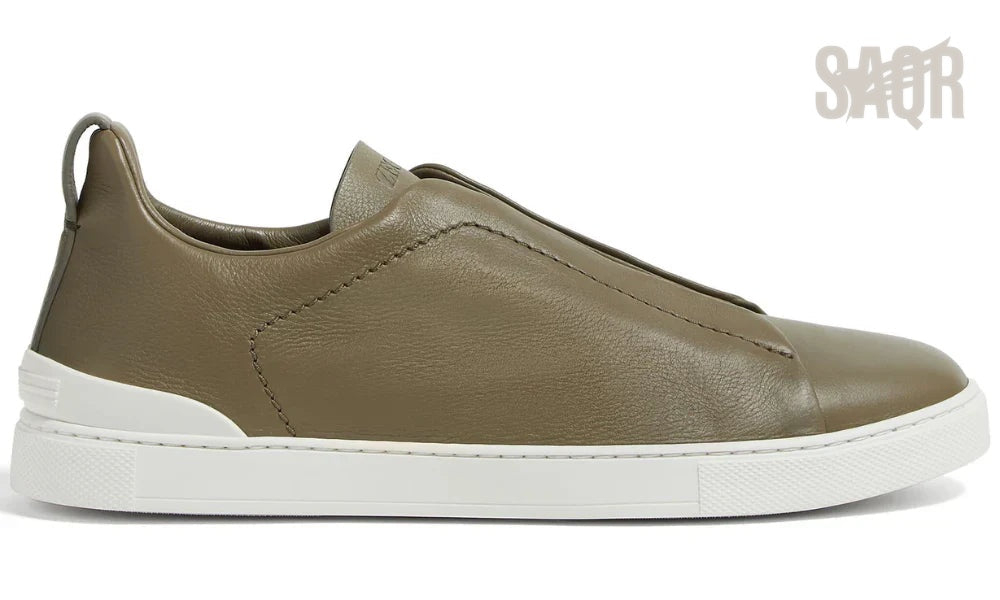 Zegna Triple Stitch Sneaker - Olive Green | Men