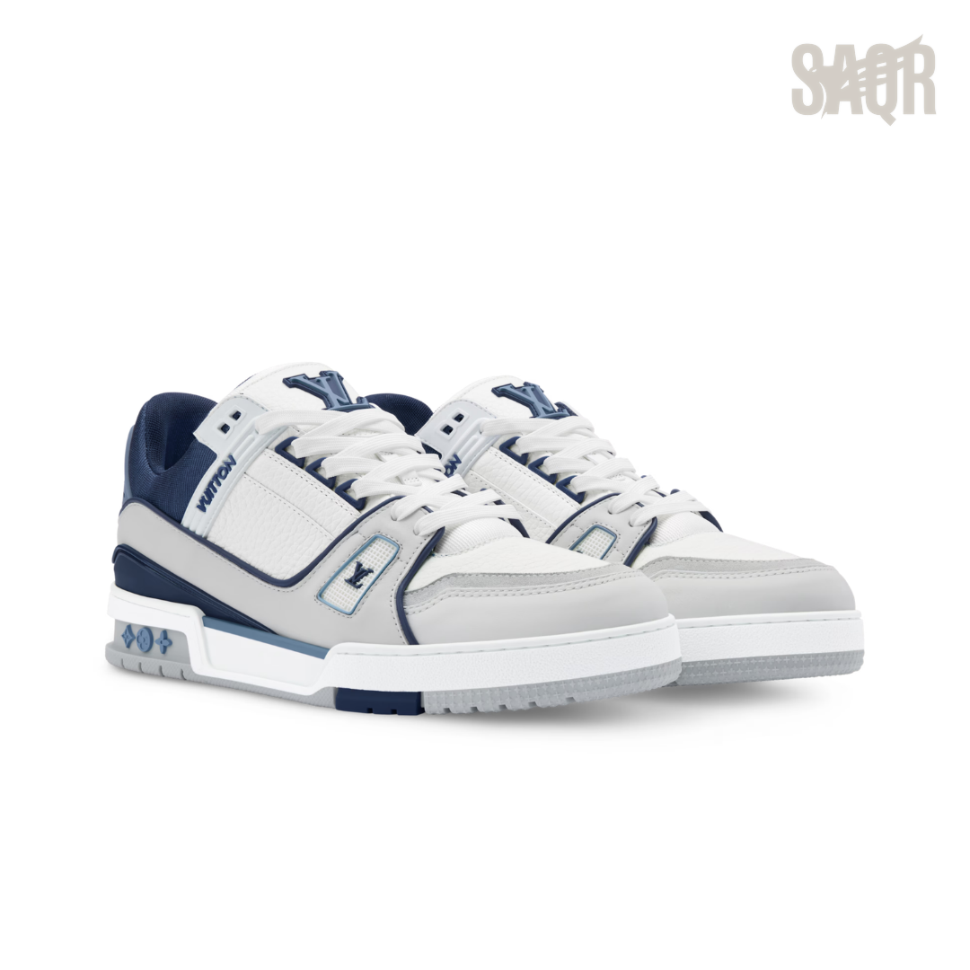 Louis Vuitton LV Trainer Sneakers – White & Blue - View 4