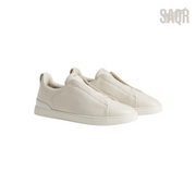 Zegna Deerskin Triple Stitch White Sneakers - View 3
