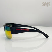 Prada Linea Rossa Sunglasses Wrap Frame – Orange Pink Mirror Lens - View 2