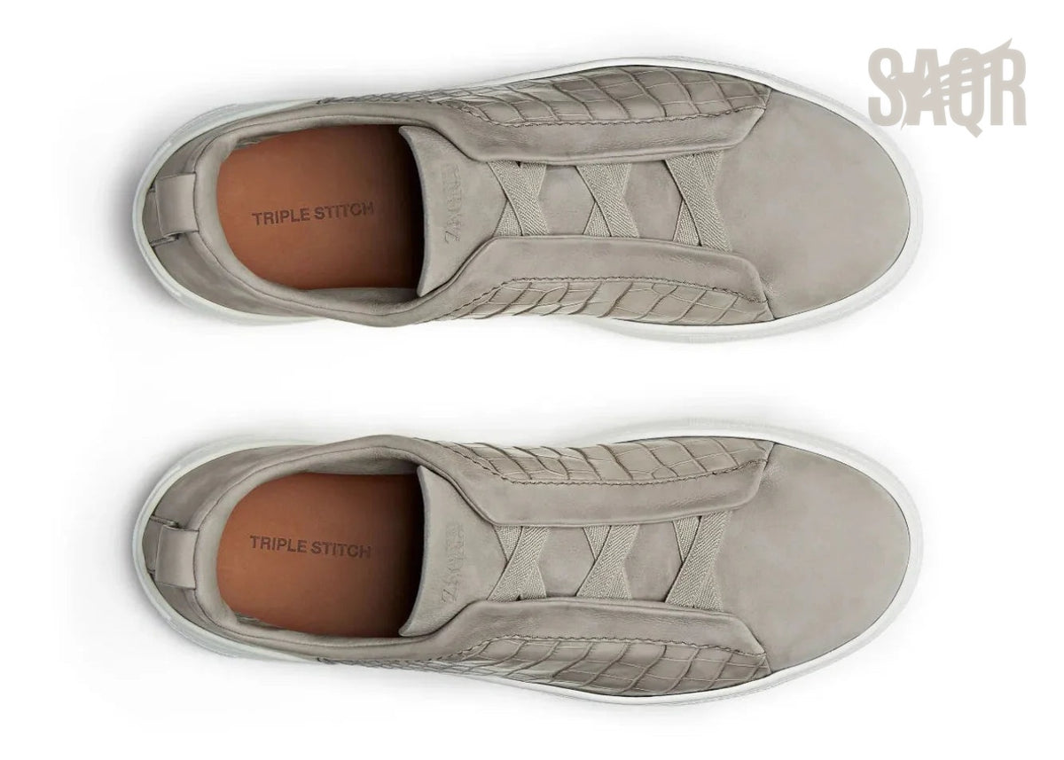 Zegna Footwear | Triple Stitch Crocodile Neutrals