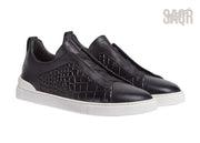 Zegna Footwear | Triple Stitch Crocodile Black