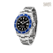 Rolex Submariner Date Black Dial Blue Bezel Silver Watch - image 3