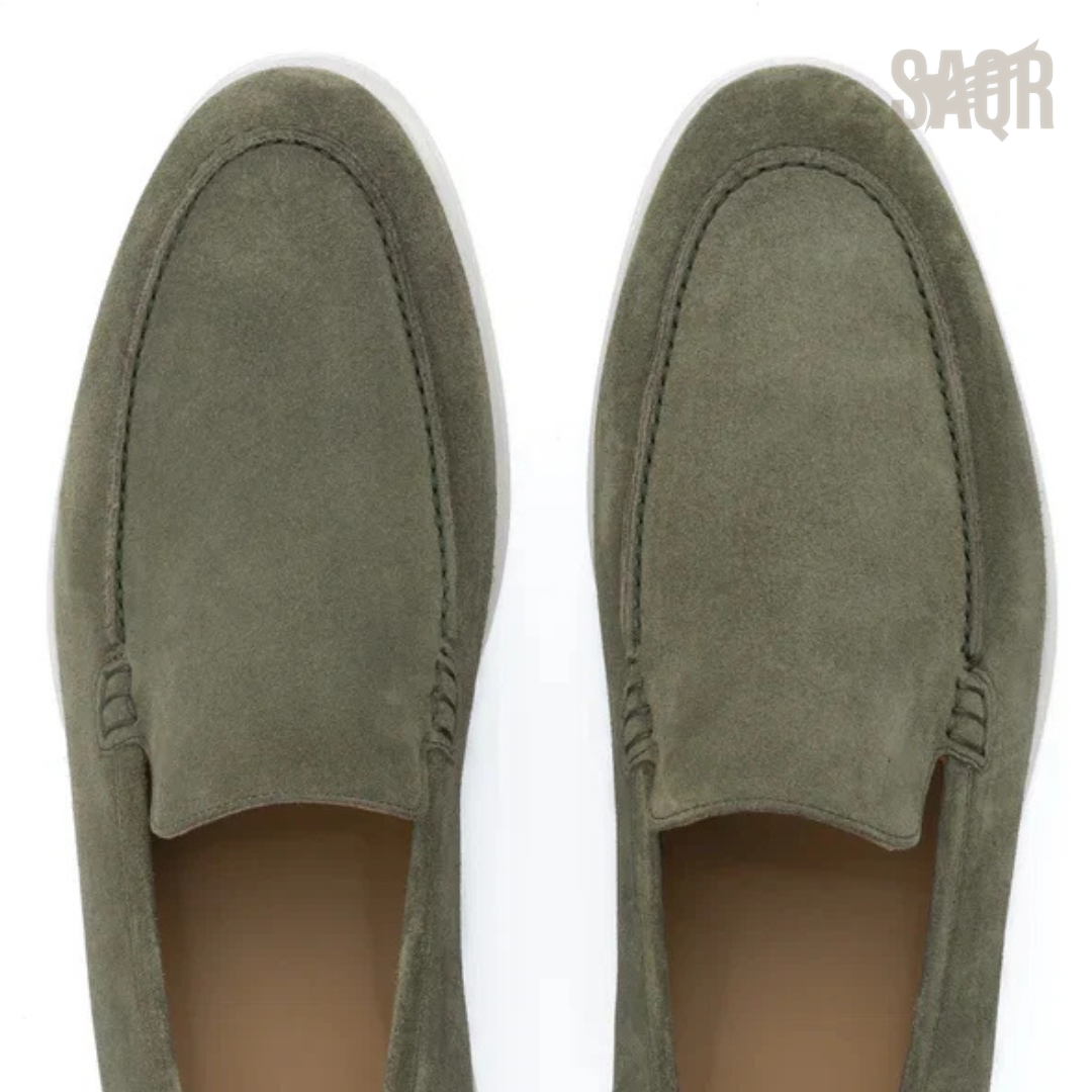 Loro Piana Summer Walk Suede Loafers – Olive Green - View 3