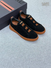 Zegna Suede Triple Stitch Black Sneakers - View 5