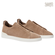 Zegna Triple Stitch Suede Beige Sneakers - View 4