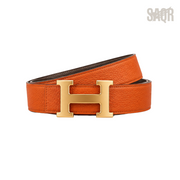 Hermes Orange Gold Logo Belt - image 2