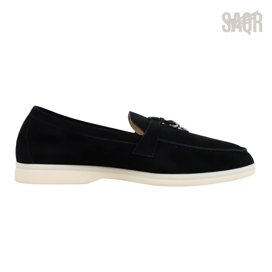 Loro Piana Summer Walk Suede Loafers – Black - View 1