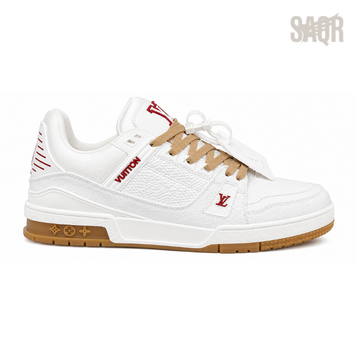 Louis Vuitton LV Trainer Sneakers – White & Light Brown - View 1