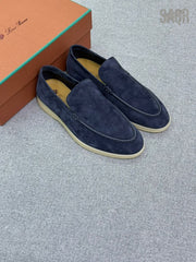 Loro Piana Summer Walk Suede Loafers – Navy - View 5