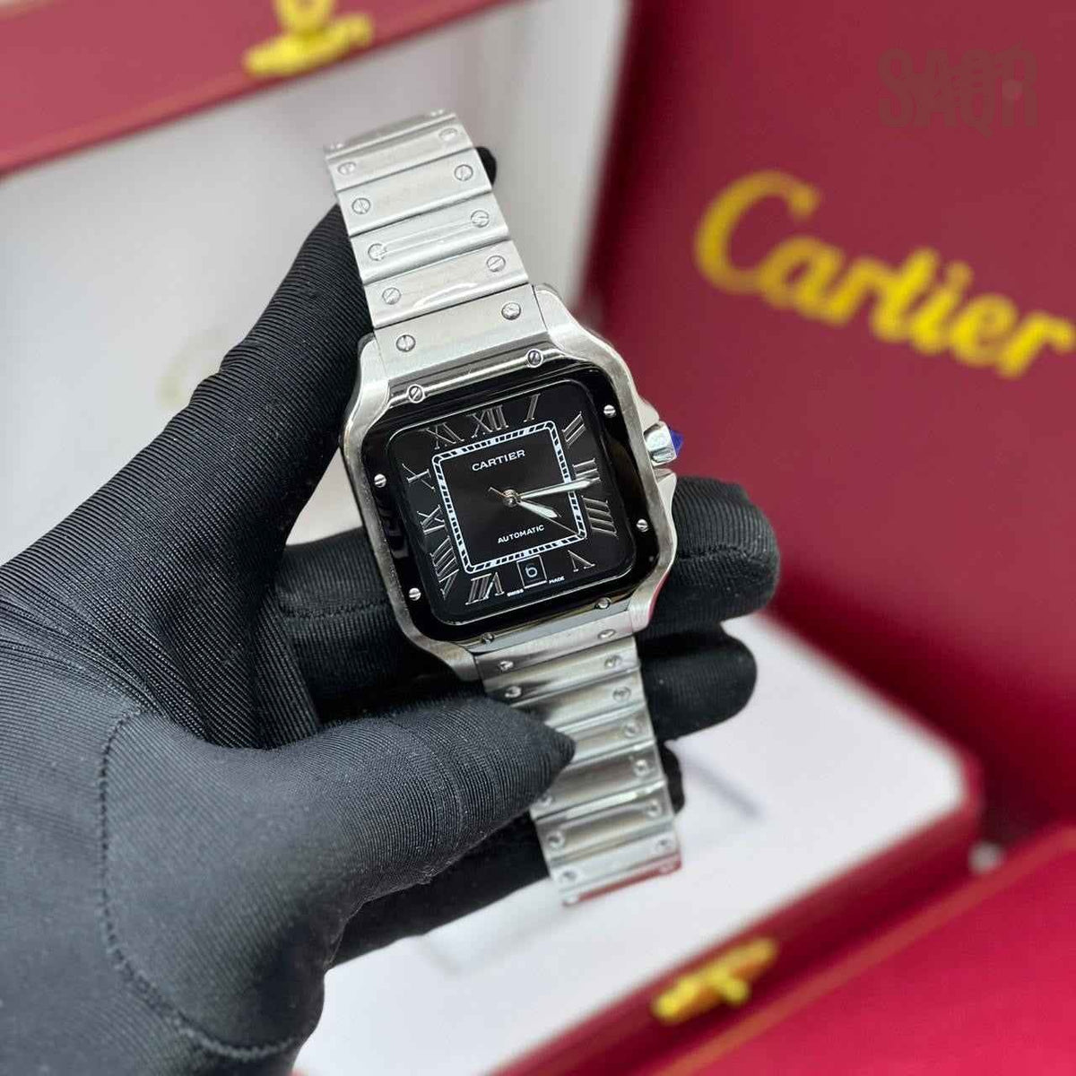 Cartier Watch | Santos de Black Sunburst Dial