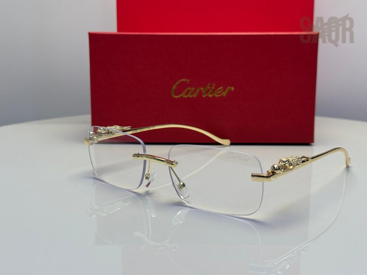 Cartier Panthère de Cartier Rectangular Sunglasses (Gold/Orange Gradient)