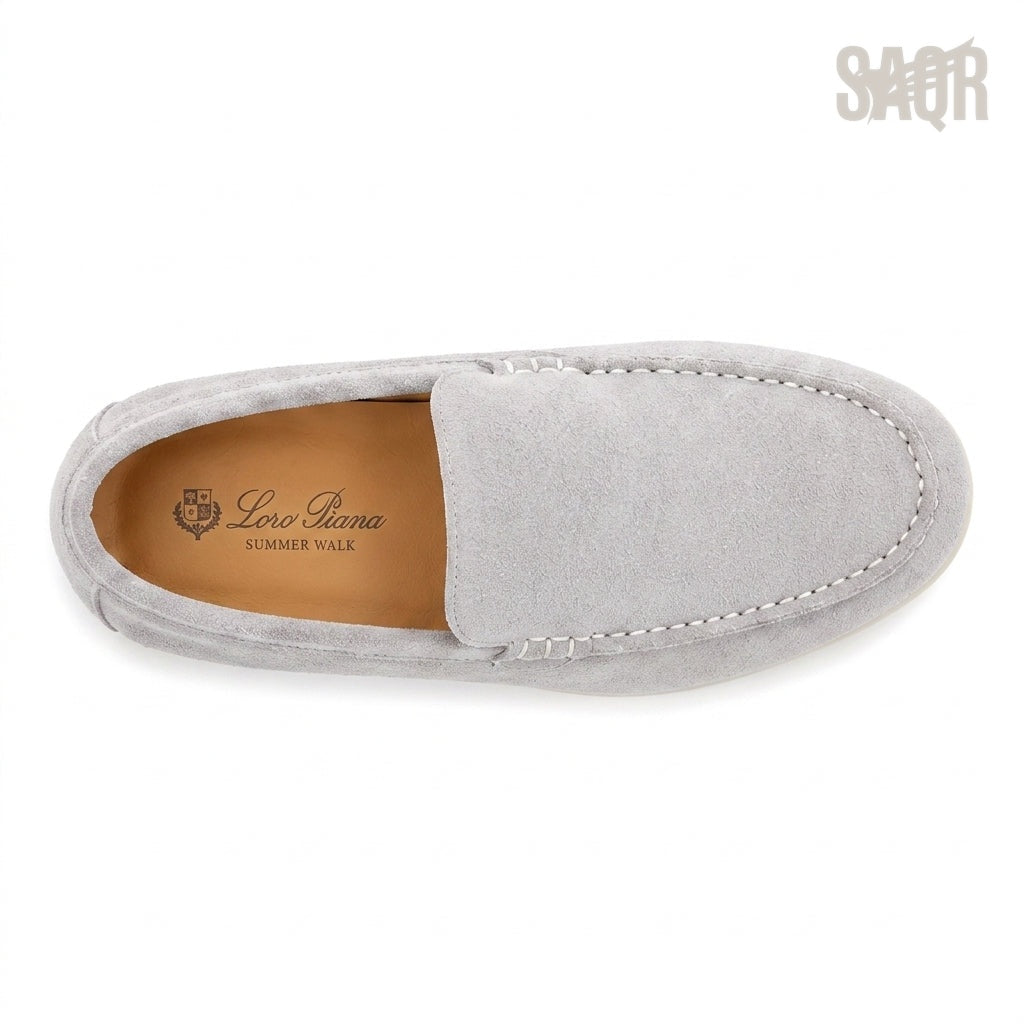 Loro Piana Suede Loafers – Light Grey - View 3