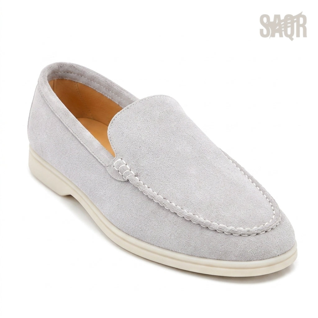Loro Piana Suede Loafers – Light Grey - View 1