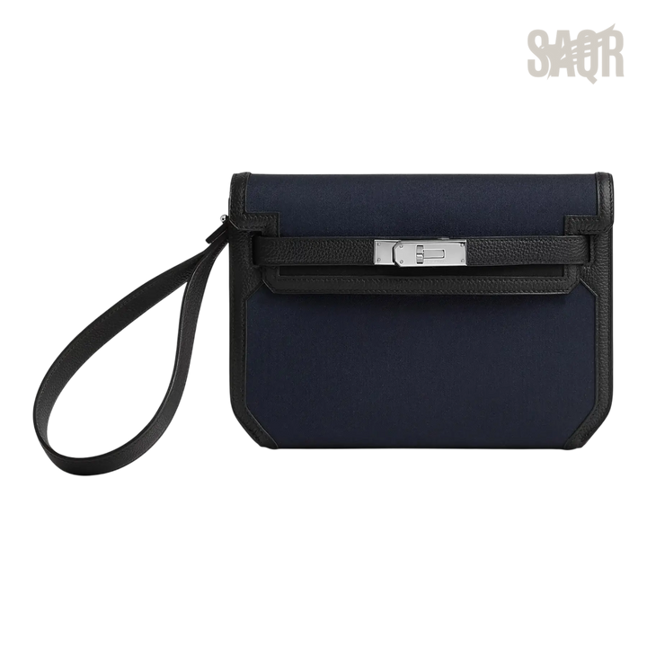 Hermès Depeche 25 Pouch – Bleu Marine / Noir - View 1